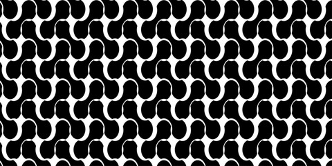 Metaballs Seamless Pattern geometric wallpaper vector design. Black elements on a white background. Abstract background color metaballs modern texture.