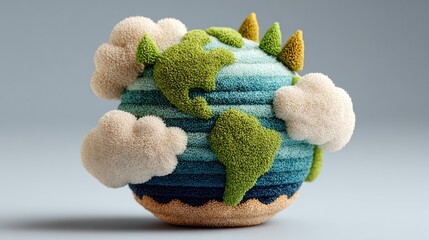 A whimsical textured globe, a playful representation of Earth.