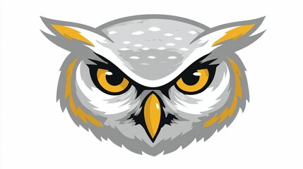 Obraz premium Owl head mascot illustration on a white background, perfect for team logos and educational materials