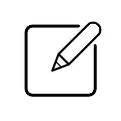 Edit icon, pen on a piece of paper line - vector illustration