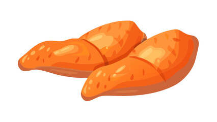 Two bright orange sweet potatoes on a black background