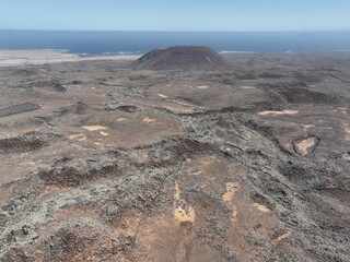 beautiful landscape of the valley of the negev desert in the north of Fuerteventura