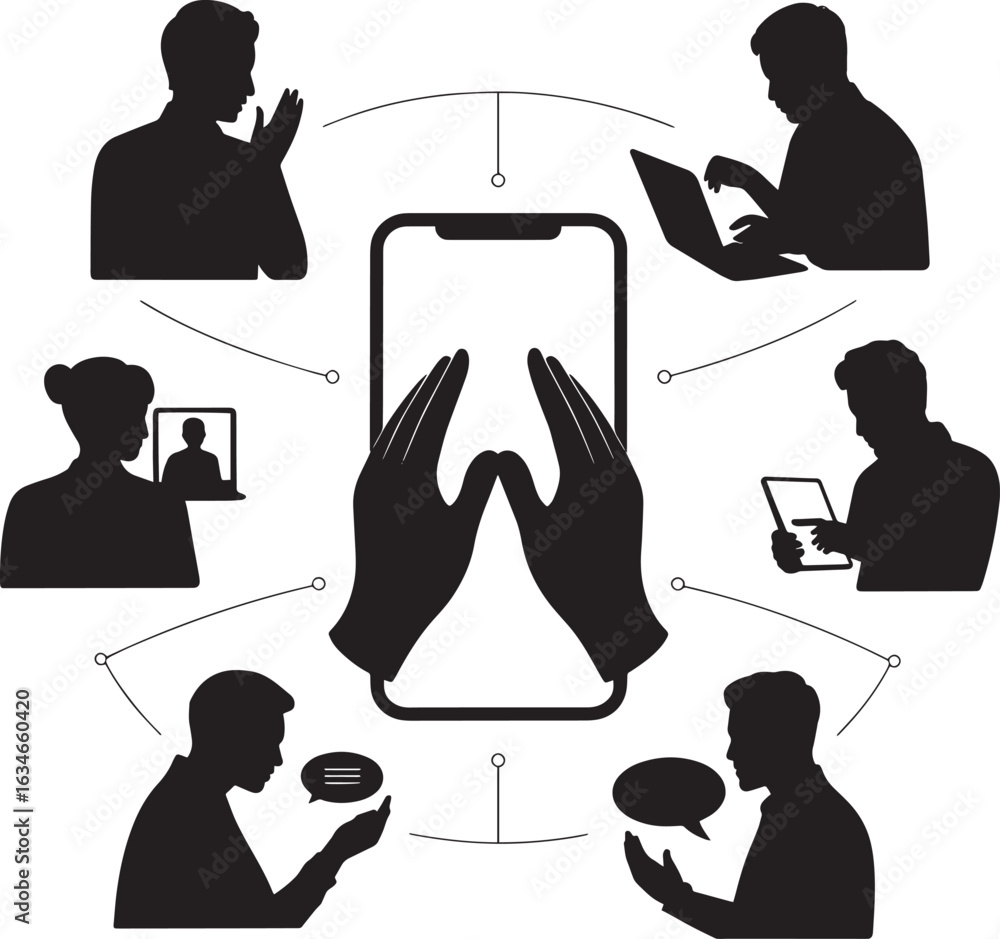 Poster communication technology vector illustration a symbol of connection and digital interaction