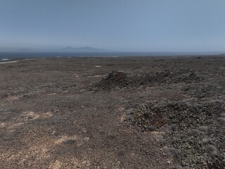 beautiful landscape of the valley of the negev desert in the north of Fuerteventura