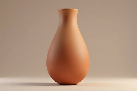 3D Rendered Smooth Curved Vase with Terracotta Texture