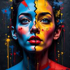 Creative Portrait with Textured Paint and a Torn Paper Effect