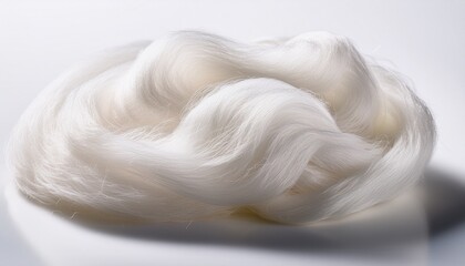 ultra detailed shot of fine lyocell fibers arranged gracefully on white background