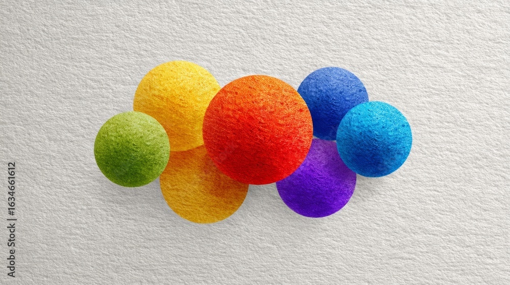 Aufkleber colorful collection of balls with a rainbow pattern. the balls are of different sizes and colors, an