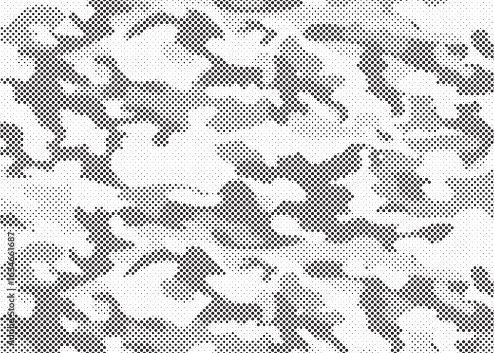 Aufkleber abstract halftone seamless camouflage pattern. repeating digital dotted hexagonal camo military text