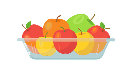 A colorful assortment of fresh apples in a clear glass bowl
