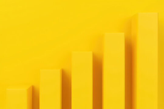Visualizing Financial Growth A Bar Graph Displaying Upward Trends Against a Sunny Yellow Background, Representing Economic Progress and Achievement - Powered by Adobe