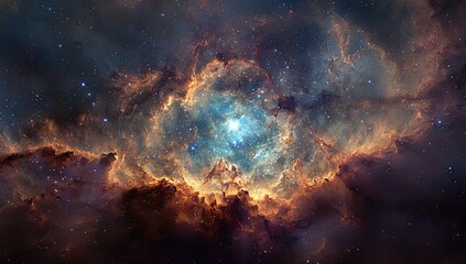 Fototapeta premium Cosmic nebula with vibrant colors and star clusters