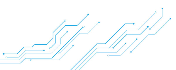Abstract white blue digital technology futuristic circuit board background design. Technology dots lines connect network background.	