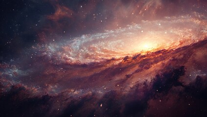 Naklejka premium A vibrant cosmic landscape with swirling nebulae and star clusters