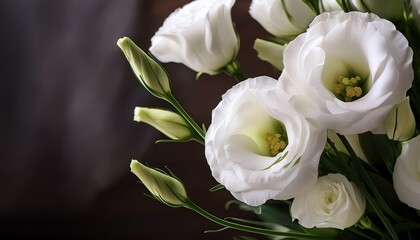 white eustoma flowers close up
