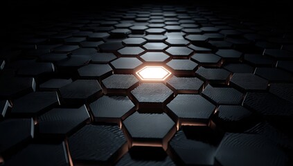 Obraz premium Illuminated Hexagon Pattern in Dark Abstract Background