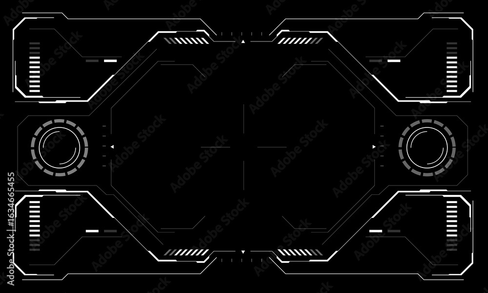 Poster hud sci-fi interface screen view white circular geometric design virtual futuristic technology creat