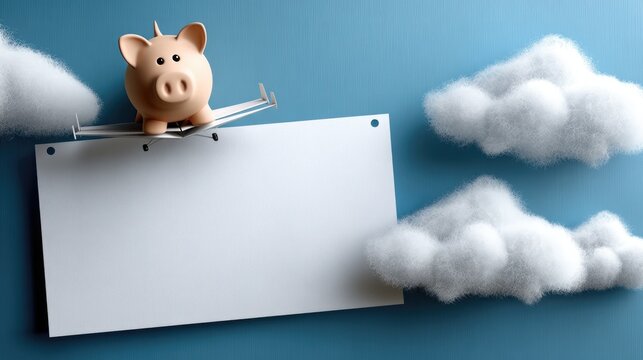 Pig wearing goggles pilots a toy airplane in a whimsical indoor setting with playful colors and soft focus - Powered by Adobe