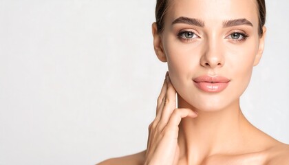 Woman Touching Neck Showing Natural Skincare and Beauty