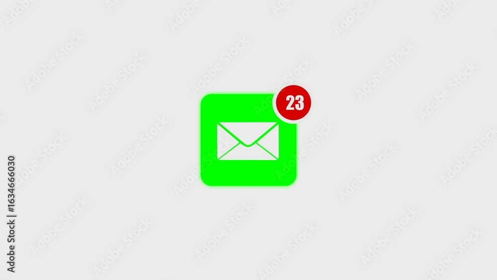Poster email inbox notification icon illustrating unread messages showing a number twenty three