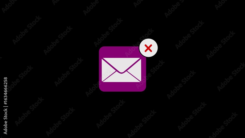 Poster email notification icon with red cross symbol indicating close or cancel message