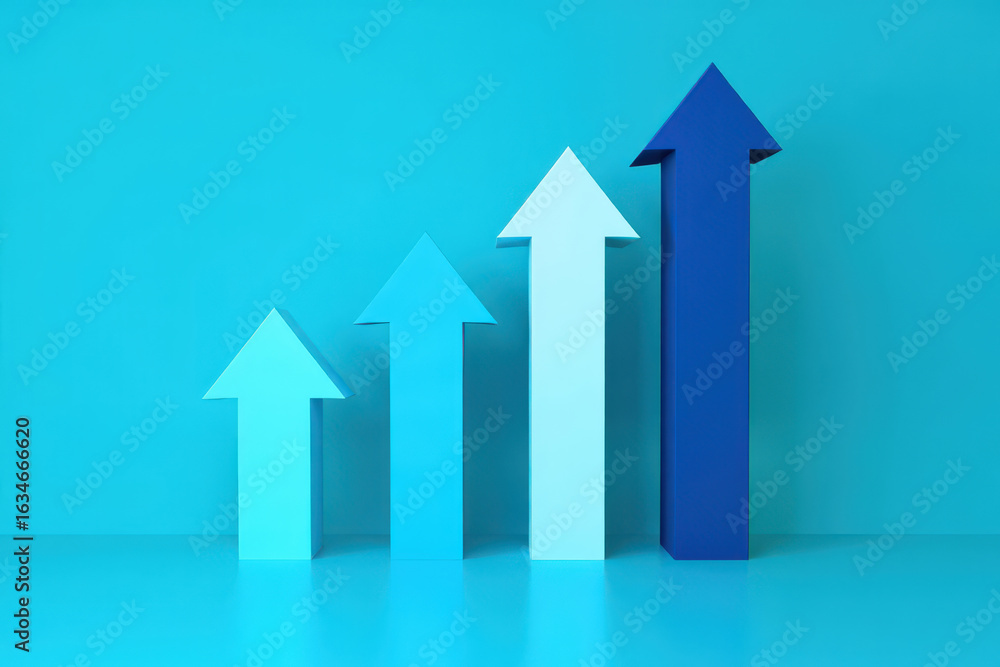 Poster visualizing success a dynamic presentation of upward trending arrows symbolizing growth progress and
