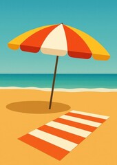 Fototapeta premium Colorful beach umbrella illustration.