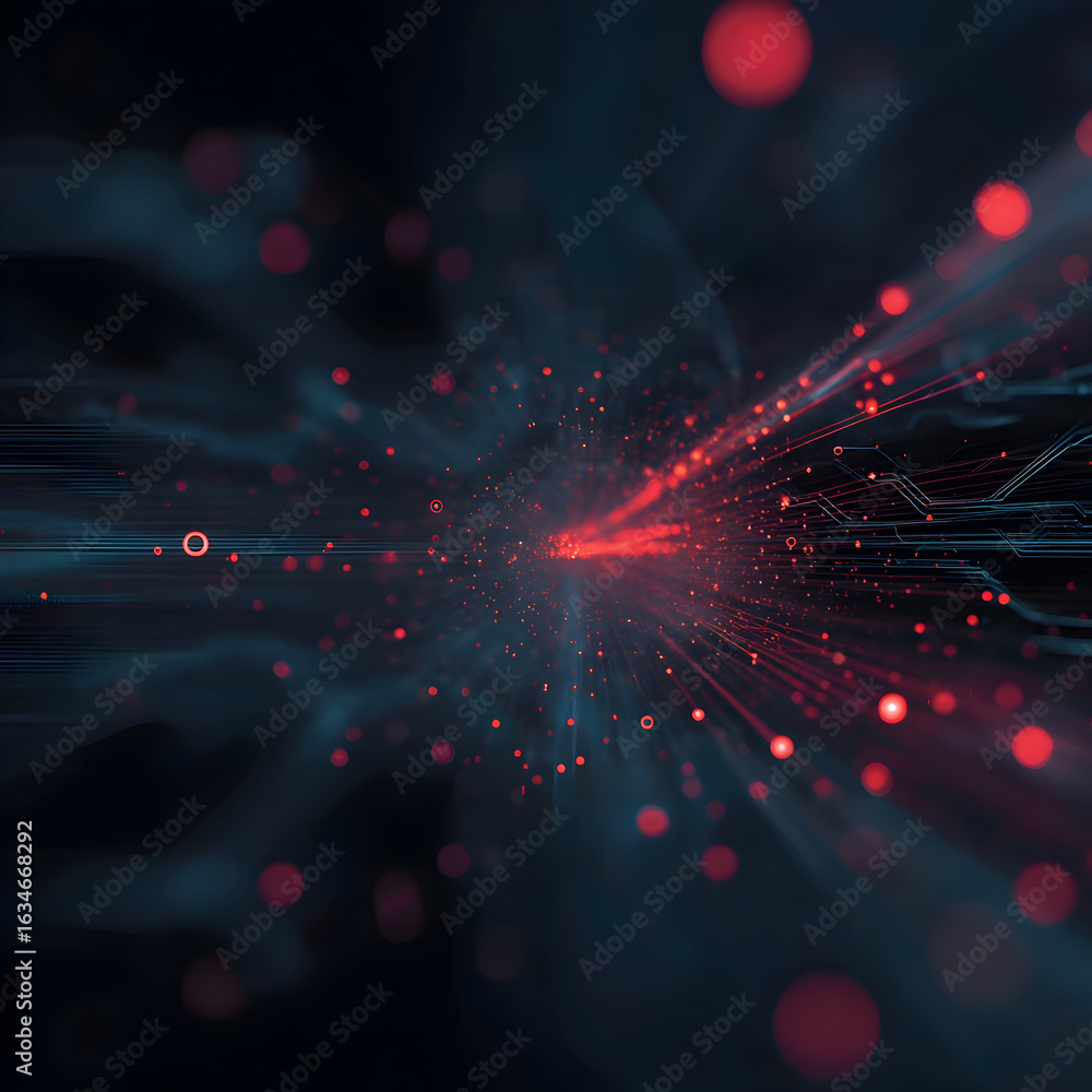 Poster red light singularity: a high-speed burst of data through digital circuits.