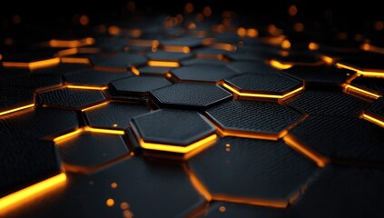 Obraz premium Glowing Hexagonal Pattern in Dark Ambiance