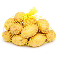  Fresh potatoes in a yellow net bag