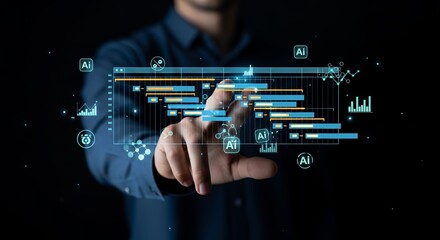 Business Analytics Data Visualization with AI Technology  Project Management Dashboard Interface for Strategic Decision Making and Performance Analysis
