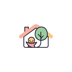 daycare logo, education logo, care logo, kids logo template, child care center, baby care, sweet home logo	
