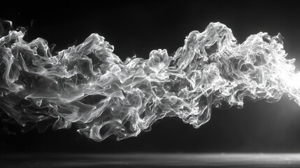 Abstract monochrome stream of smoke or flame