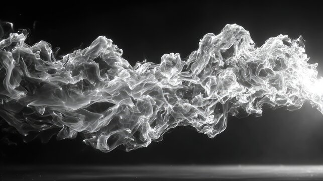 Abstract monochrome stream of smoke or flame