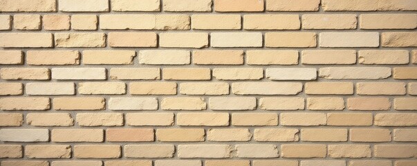 Wide shot beige brick wall, ideal for background use, background texture, stone, exterior