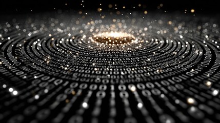 Abstract digital spiral of binary code