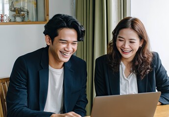 Collaborative Meeting Young Asian Professionals Office Space Photography Modern Workspace Candid Interaction