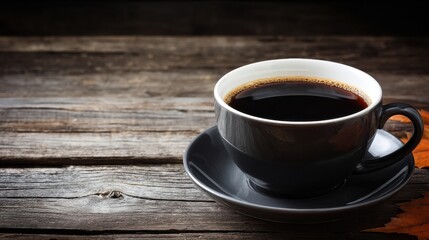 A steaming cup of coffee sits on a rustic wooden table, inviting warmth and comfort in a cozy atmosphere.