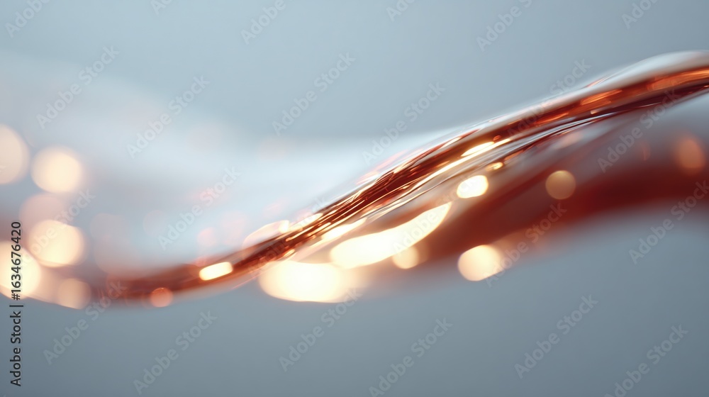 Poster fluid movement of translucent liquid with shimmering highlights in soft light