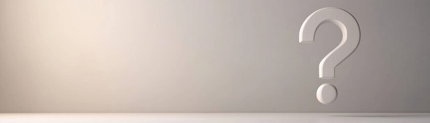Naklejka premium A minimalist image featuring a large question mark on a neutral background, symbolizing inquiry and uncertainty.