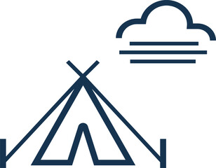 Camping scene under a cloudy sky with tents, soft lighting, and nature elements, ideal for outdoor adventure, travel, and cozy wilderness lifestyle themes