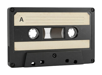 Obraz premium Vintage audio cassette with blank label and side a indicator. Cut out PNG