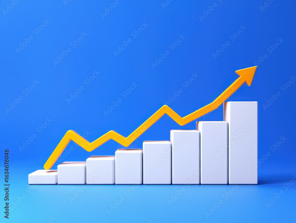 Poster ascending bar graph a visual representation of business growth and financial success with upward tre