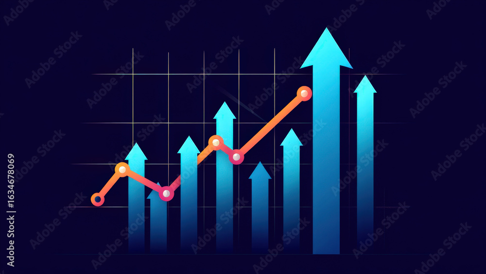 Poster dynamic business growth chart a visual representation of upward trends and financial success with da