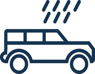 Car in the rain illustration, perfect for depicting wet weather driving, transportation safety, rainy day travel, and automotive concepts. Minimal, clean, and versatile vector design