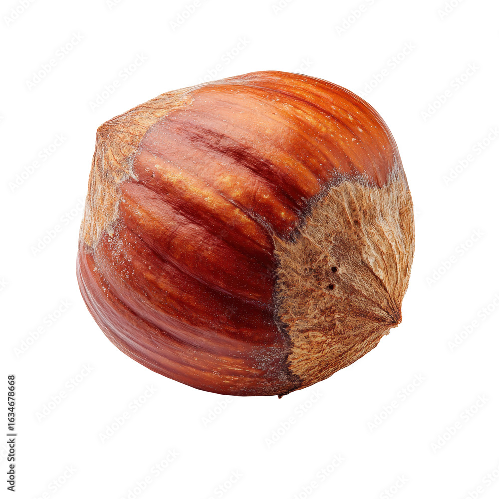 Poster hazelnut displayed in close-up highlighting its texture and natural color in bright lighting
