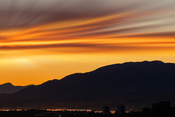Sunset and sunrise views from Concord Brentwood Hillside East tower in Burnaby, BC, Canada