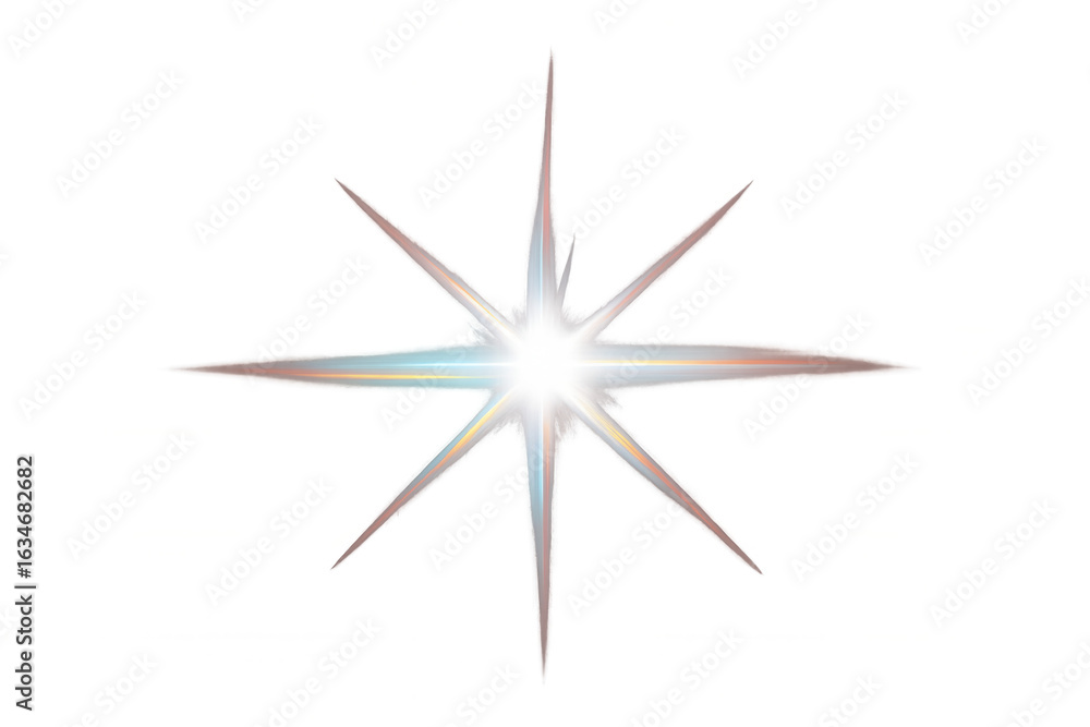 Poster glowing star effect with light rays on transparent background, perfect for adding sparkle and shine 