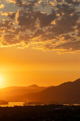 Sunset and sunrise views from Concord Brentwood Hillside East tower in Burnaby, BC, Canada