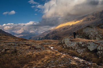 passo gavia landscape during an autumnal and cloudy day, santa caterina valfurva, Bormio, Sondrio